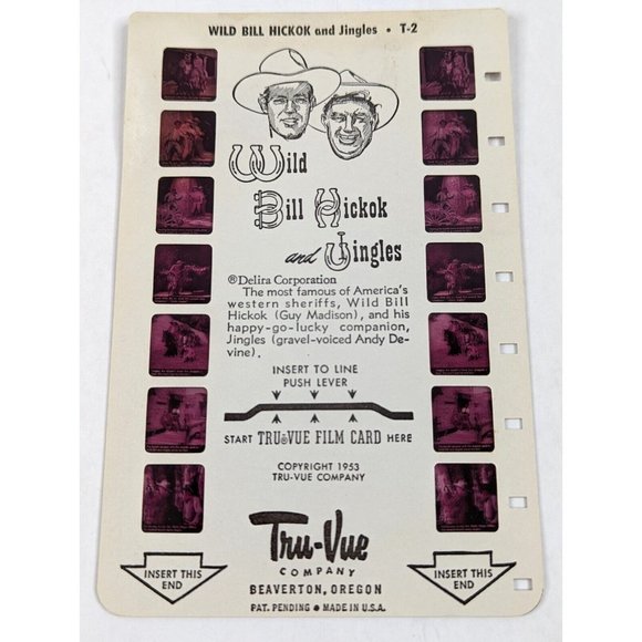 Tru-Vue Film Card Stereoview Wild Bill Hickok and Jingles T-2‎ Vintage 1950s 3D - Picture 3 of 4